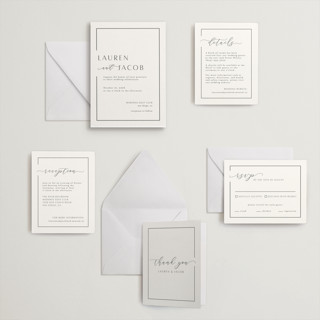 This is a pewter letterpress wedding invitations with letterpress by Nicole Walsh called asymmetry printing on somerset500 in standard