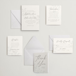 This is a warm gray letterpress wedding invitations with letterpress by Wildfield Paper Co called vine printing on somerset500 in standard