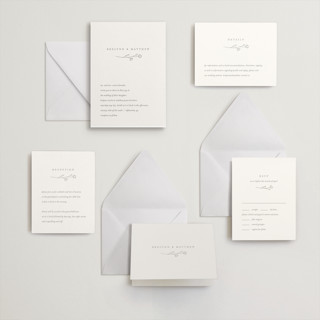 This is a ash letterpress wedding invitations with letterpress by Jennifer Postorino called essence printing on somerset500 in standard