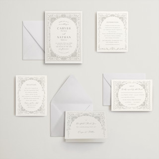 This is a ash letterpress wedding invitations with letterpress by Devika Keskar called splendor printing on somerset500 in standard