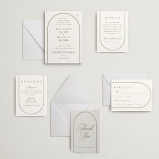 This is a moss letterpress wedding invitations with letterpress by Corinne Malesic called classic arch printing on somerset500 in standard