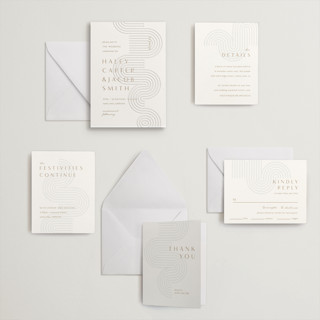 This is a matte gold letterpress wedding invitations with letterpress by Alaina Cherup called bonseki printing on somerset500 in standard