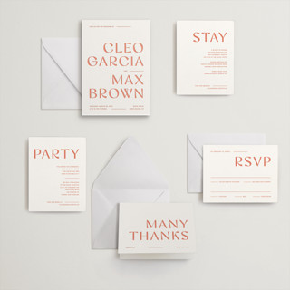 This is a neon orange letterpress wedding invitations with letterpress by Blustery August called boldly printing on somerset500 in standard