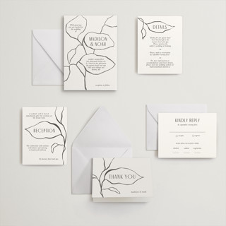 This is a black letterpress wedding invitations with letterpress by Pati Cascino called leaves printing on somerset500 in standard