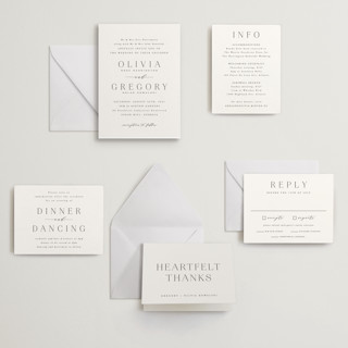 This is a soft black letterpress wedding invitations with letterpress by Hooray Creative called classy type printing on somerset500 in standard