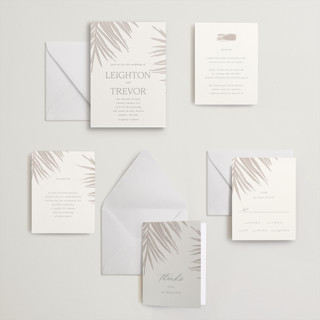 This is a ash letterpress wedding invitations with letterpress by Melinda Denison called gilded palm printing on somerset500 in standard