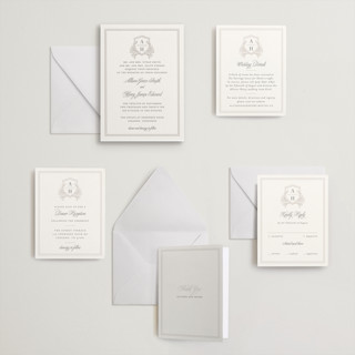 This is a cement letterpress wedding invitations with letterpress by Mansi Verma called chic monogram printing on somerset500 in standard