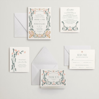 This is a nouveau swans letterpress wedding invitations with letterpress by Olivia Raufman called nouveau swans printing on somerset500 in standard