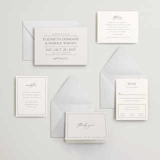 This is a soft black letterpress wedding invitations with letterpress by Snow and Ivy called court printing on somerset500 in standard