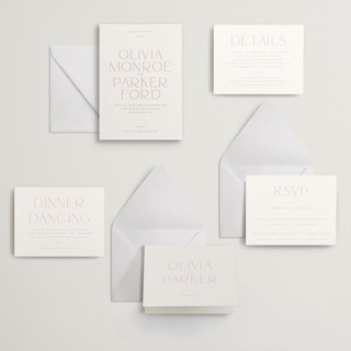 This is a classic pink letterpress wedding invitations with letterpress by Kristie Kern called monroe printing on somerset500 in standard