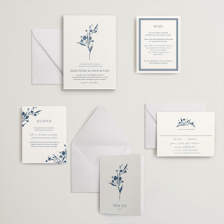 This is a indigo letterpress wedding invitations with letterpress by Kate Ahn called helena printing on somerset500 in standard