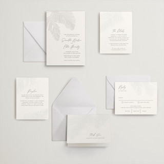 This is a graphite letterpress wedding invitations with letterpress by Owl and Toad called palm arbor printing on somerset500 in standard