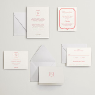 This is a rose letterpress wedding invitations with letterpress by Megan Davis called bowery printing on somerset500 in standard