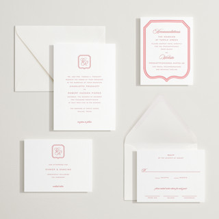 This is a rose letterpress wedding invitations with letterpress by Megan Davis called bowery printing on somerset500 in standard