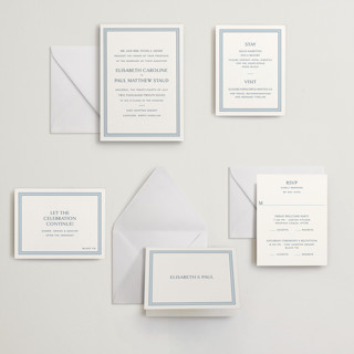 This is a sky blue letterpress wedding invitations with letterpress by Megan Davis called beaufort printing on somerset500 in standard