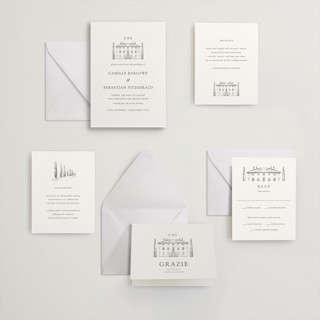 This is a warm gray letterpress wedding invitations with letterpress by Melinda Denison called italian countryside printing on somerset500 in standard