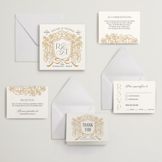 This is a faux gold letterpress wedding invitations with letterpress by Pink House Press called spellbound printing on somerset500 in standard