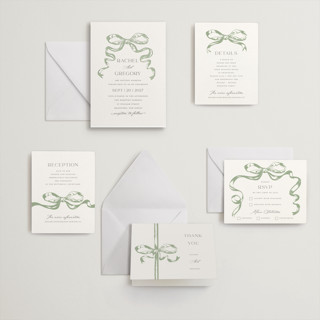 This is a mint letterpress wedding invitations with letterpress by Teju Reval called big bow printing on somerset500 in standard
