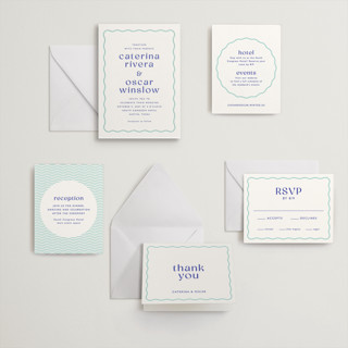 This is a blue violet letterpress wedding invitations with letterpress by Olivia Raufman called with a twist printing on somerset500 in standard
