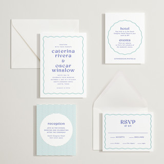 This is a blue violet letterpress wedding invitations with letterpress by Olivia Raufman called with a twist printing on somerset500 in standard