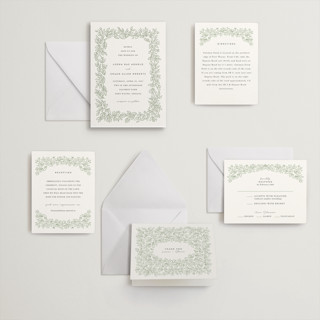 This is a lovely leaves letterpress wedding invitations with letterpress by Jessie Steury called lovely leaves printing on somerset500 in standard