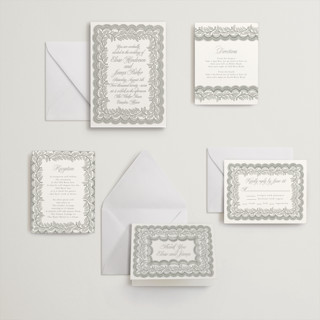 This is a gravel letterpress wedding invitations with letterpress by Katharine Watson called bridal veil printing on somerset500 in standard