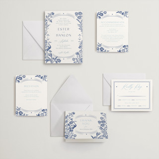 This is a lapis letterpress wedding invitations with letterpress by Corinne Malesic called porcelain garden printing on somerset500 in standard