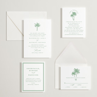 This is a fern letterpress wedding invitations with letterpress by Creo Study called iconic printing on white cotton in standard