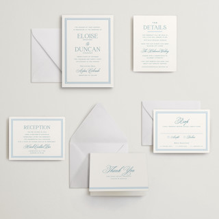 This is a denim letterpress wedding invitations with letterpress by chocomocacino called ricciarelli printing on somerset500 in standard