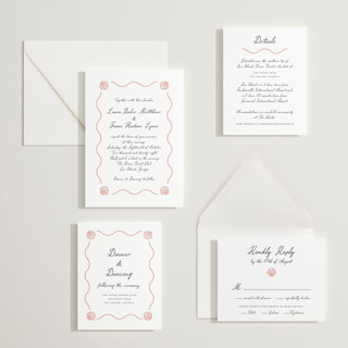 This is a peach letterpress wedding invitations with letterpress by Alston Foster called ocean love printing on somerset500 in standard