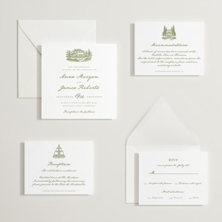 This is a pistachio letterpress wedding invitations with letterpress by Maja Cunningham called villa printing on somerset500 in standard