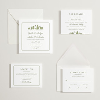 This is a pistachio letterpress wedding invitations with letterpress by Ana Sharpe called summit meadows printing on somerset500 in standard