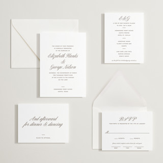 This is a coffee letterpress wedding invitations with letterpress by Megan Davis called basque printing on somerset500 in standard