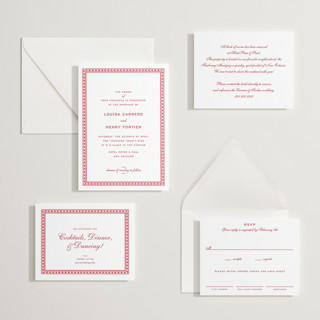 This is a scarlet letterpress wedding invitations with letterpress by Megan Davis called larkin printing on somerset500 in standard