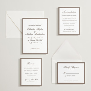 This is a coffee letterpress wedding invitations with letterpress by Sara Hicks Malone called grammercy printing on somerset500 in standard