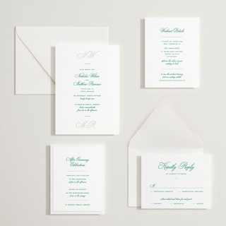 This is a shamrock letterpress wedding invitations with letterpress by Blustery August called keepsake printing on somerset500 in standard