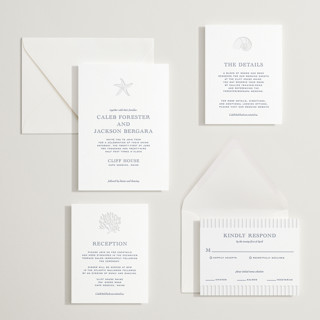 This is a aegean letterpress wedding invitations with letterpress by Jenna Holcomb called the sea printing on somerset500 in standard