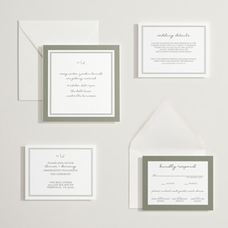 This is a moss letterpress wedding invitations with letterpress by Brittney Jensen called the verdure suite printing on somerset500 in standard