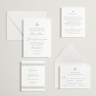 This is a pistachio letterpress wedding invitations with letterpress by Olivia Raufman called posy printing on somerset500 in standard