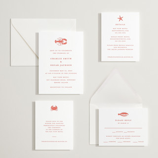 This is a neon orange letterpress wedding invitations with letterpress by Pippa Shaw called lobster printing on somerset500 in standard