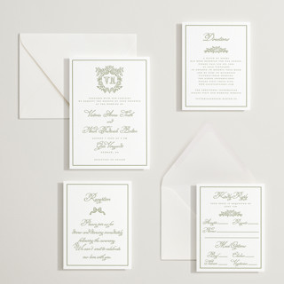 This is a pistachio letterpress wedding invitations with letterpress by Petra Kern called crestino printing on somerset500 in standard