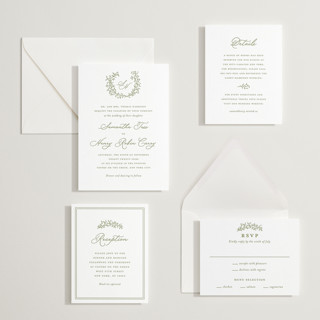 This is a pistachio letterpress wedding invitations with letterpress by Katherine Moynagh called garden script printing on somerset500 in standard