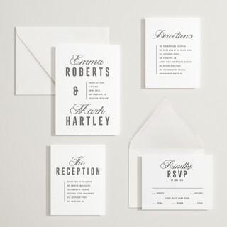 This is a soft black letterpress wedding invitations with letterpress by Sumak Studio called bold & elegant printing on somerset500 in standard