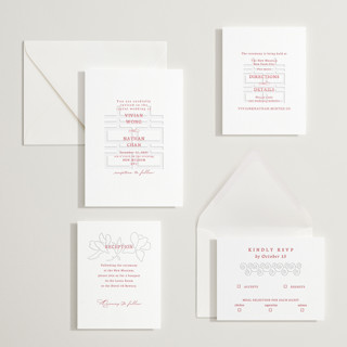 This is a scarlet letterpress wedding invitations with letterpress by Deborah Chou called simply happy printing on somerset500 in standard