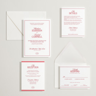 This is a scarlet letterpress wedding invitations with letterpress by Jenna Holcomb called vermilion printing on somerset500 in standard