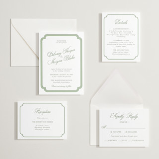 This is a mint letterpress wedding invitations with letterpress by Cass Loh called classic bold border printing on somerset500 in standard