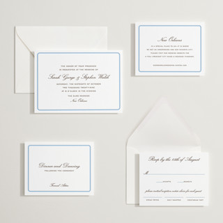 This is a sky blue letterpress wedding invitations with letterpress by Megan Davis called aperitif printing on somerset500 in standard