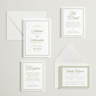 This is a pistachio letterpress wedding invitations with letterpress by Ellen Schlegelmilch called museo printing on somerset500 in standard