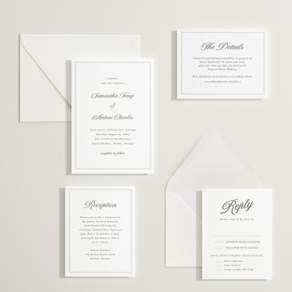 This is a soft black letterpress wedding invitations with letterpress by Nicole Walsh called tux printing on somerset500 in standard