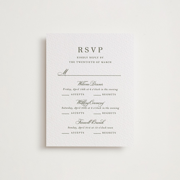 Bevel Letterpress MultiEvent RSVP Cards by Megan Davis Minted